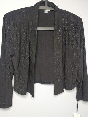 Calvin Klein Black Glitter Shimmer Cropped Bolero Jacket Medium NWT